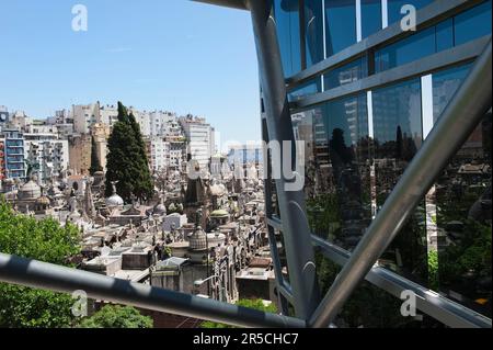 Recoleta Cemetery, view through window from shopping centre, Buenos Aires, Argentina Stock Photo