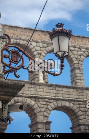 Details from the Aqueduct and city of Segovia in Spain on August 7th, 2017 Stock Photo