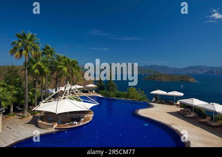 Pool area of the D-Hotel Maris near Marmaris, Turkish Aegean, Turkey Stock Photo