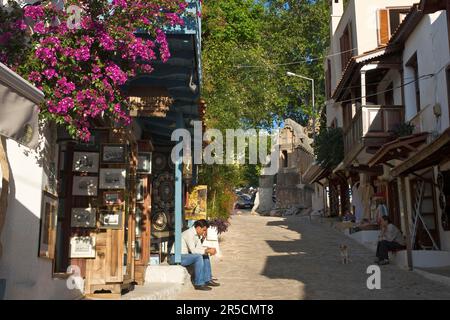 Sarcophagus in the old town of Kas, Riviera, Lycia, Turkish south coast, Turkey Stock Photo