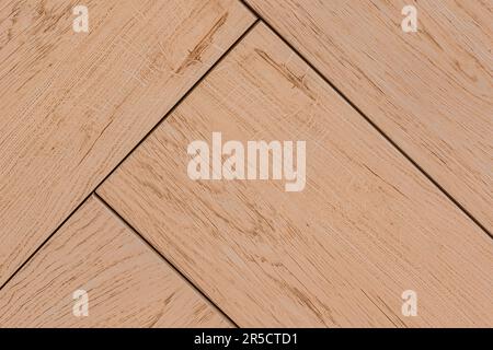 Beige plank texture abstract wood floor pattern wooden line laminate flooring close up board table background. Stock Photo