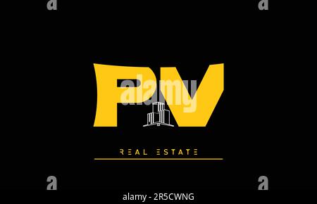 Real Estate letters Modern Creative logo PV , VP Stock Vector
