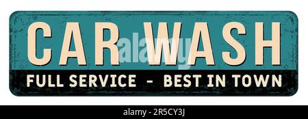 Car wash vintage rusty metal sign on a white background, vector illustration Stock Vector
