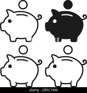 Piggy bank icons with falling coin. Vector illustration Stock Vector ...