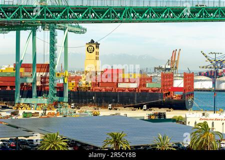 LOS ANGELES, CALIFORNIA - April 22, 2023: The Port of Los Angeles occupies 7,500 acres along 43 miles of waterfront in San Pedro Bay 20 miles south of Stock Photo