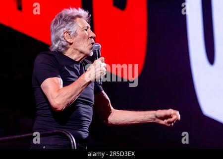 Glasgow, UK. 02nd June, 2023. Roger Waters performs live during his This Is Not A Drill European tour at the OVO Hydro in Glasgow on Friday 2nd June 2023 Waters on lead vocals, guitars, bass and piano, will be joined on stage by, Jonathan Wilson on guitars and vocals; Dave Kilminster on guitars and vocals; Jon Carin on keyboards, guitar and vocals, Gus Seyffert on bass and vocals; Robert Walter on keyboards, Joey Waronker on drums; Shanay Johnson on vocals; Amanda Belair on vocals and Seamus Blake on saxophone. Picture Credit: Alan Rennie/Alamy Live News Stock Photo