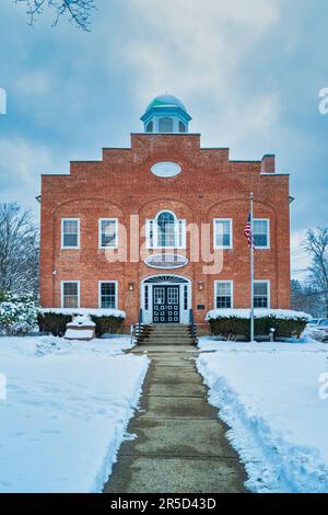 Town Hall in Ellicottville, New York State, USA in winter. Stock Photo