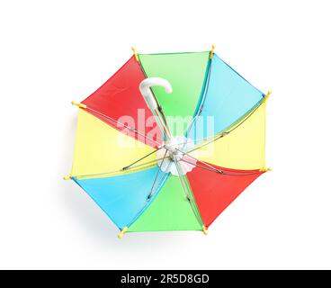 Mini colorful umbrella on white background Stock Photo
