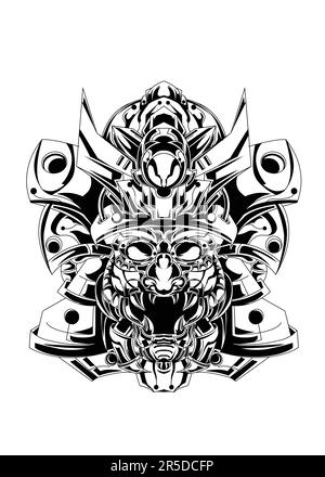 A samurai head suitable as a birthday gift, poster or community who loves japan culture. Ancient japanese. Bring unique style to your space Stock Vector