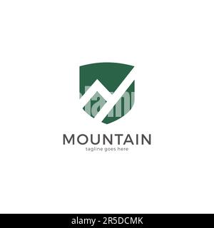 Mountain Logo Design. Shield Mountain Logo Vector Stock Vector