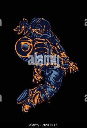 Space astronaut character suitable as a birthday gift to your friends, celebration, event or space community and astronaut. Space tour Stock Vector