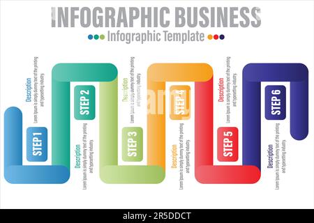6 Project Modern Timeline diagram with progress circle, presentation vector infographic with circle. Infographic template for business. Stock Vector