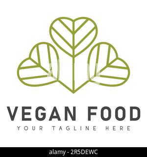 Vegan Food Logo Design Green Leaf Logotype Stock Vector