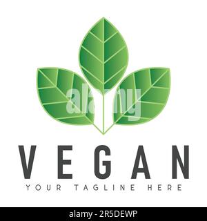 Vegan Food Logo Design Green Leaf Logotype Stock Vector
