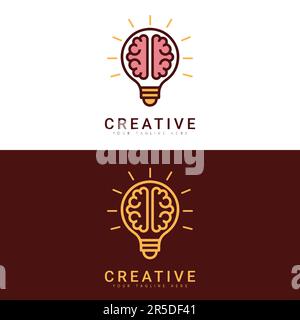 Creative Idea Logo Design Bulb Thinking Brain Logotype Stock Vector