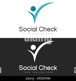 People Check Logo Design Business Social Good Check Logotype Stock Vector