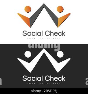 People Check Logo Design Business Social Good Check Logotype Stock Vector