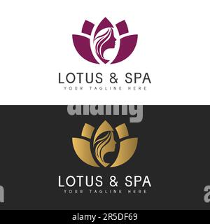 Luxury Lotus Spa Logo Design Beauty Massage Center Logotype Stock Vector