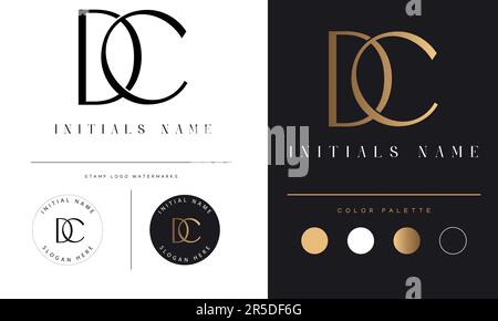 Luxury DC or CD Initial Monogram Text Letter Logo Design Stock Vector
