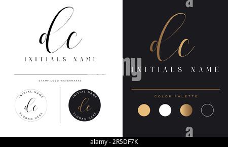 Luxury DC or CD Initial Monogram Text Letter Logo Design Stock Vector