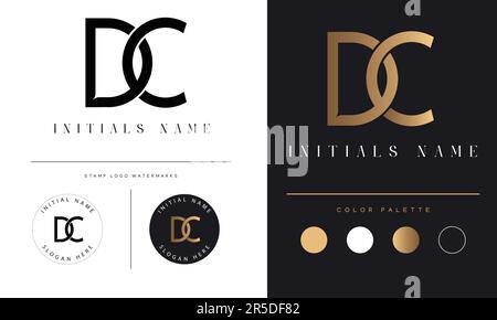 Luxury DC or CD Initial Monogram Text Letter Logo Design Stock Vector