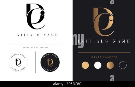 Luxury DC or CD Initial Monogram Text Letter Logo Design Stock Vector