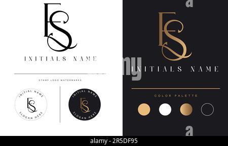 Luxury ES or SE Initial Monogram Text Letter Logo Design Stock Vector