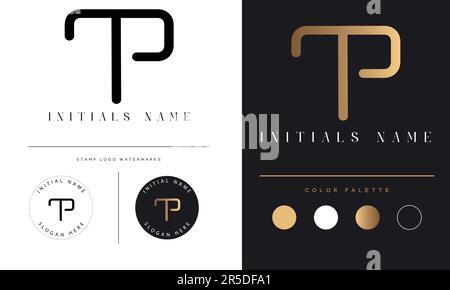 Luxury TP or PT Initial Monogram Text Letter Logo Design Stock Vector