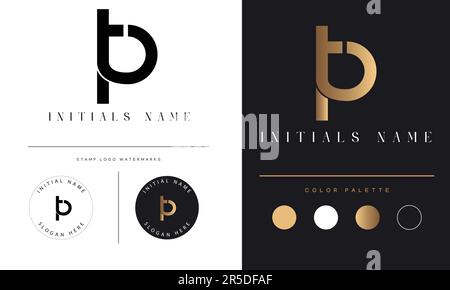 Luxury TP or PT Initial Monogram Text Letter Logo Design Stock Vector