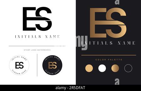 Luxury ES or SE Initial Monogram Text Letter Logo Design Stock Vector