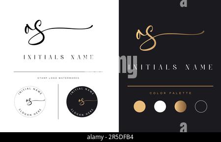 Luxury AS or SA Initial Monogram Text Letter Logo Design AS Signature Stock Vector