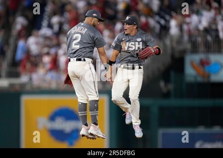 Washington Nationals shortstop Luis Garcia fields a ball during an  exhibition baseball game against the New York Yankees, Tuesday, March 28,  2023, in Washington. (AP Photo/Patrick Semansky Stock Photo - Alamy