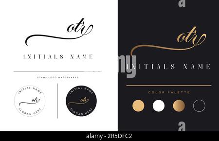 Luxury atr Initial Monogram Text Letter Logo Design atr Signature Stock Vector