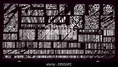 Corrupted barcodes black set Stock Vector