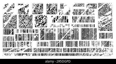 Corrupted barcodes white set Stock Vector