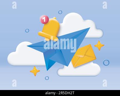 3d paper plane mail Stock Vector