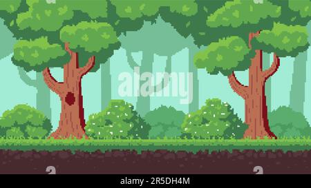 8bit forest landscape Stock Vector