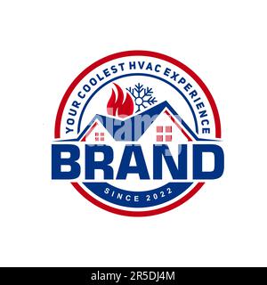 hvac service logo template design Stock Vector