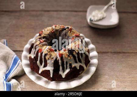 Christmas Chocolate Bundt Cake with Chocolate Frosting - Arina Photography