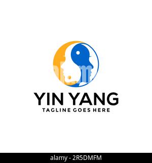 Yin Yang tree Logo Template Design Creative idea Stock Vector