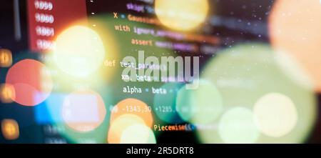 javascript computer code with virtual screen. Programming code Stock Photo