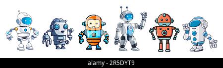 Set of cute Robot, chatbot characters vector. Stock Vector