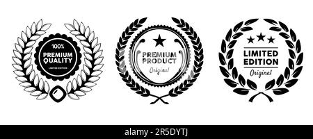Premium quality premium product seal circle collection set black and white badge star circle Stock Vector