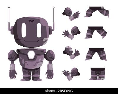 Robot character hand and foot leg movement body parts for animation set mechanical robotic graphic Stock Vector