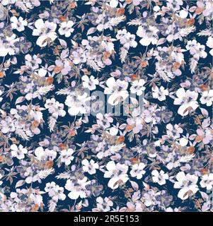 White and orange flowers textiile pattern for ladies suit printing patterns Stock Vector