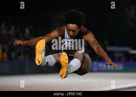 Firenze, Italy. 02nd June, 2023. Malaika MIHAMBO of Germany during the Women's Long Jump at the Golden Gala Pietro Mennea, part of the Diamond League series at Ridolfi Stadium on June 02, 2023 in Florence, Italy (Photo by Giuseppe Fama/Pacific Press) Credit: Pacific Press Media Production Corp./Alamy Live News Stock Photo