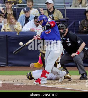 Chicago Cubs' Seiya Suzuki batting during the first inning of a baseball  game against the San Diego Padres Sunday, June 4, 2023, in San Diego. (AP  Photo/Gregory Bull Stock Photo - Alamy