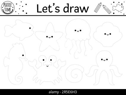 Trace the water animals picture. Vector under... - Stock Illustration  [103835033] - PIXTA