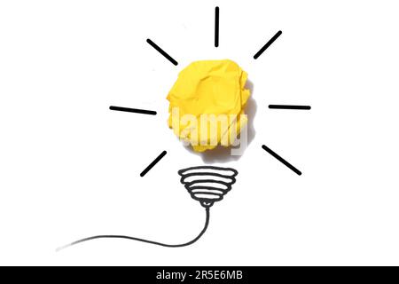 Inspiration concept crumpled color paper light bulb metaphor for good idea Stock Photo