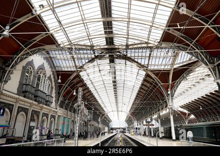 London, UK. 2nd June, 2023. This photo taken on June 2, 2023 shows a view of Paddington Station in London, Britain. British rail workers are on strike due to a long-running dispute over pay and terms. Credit: Li Ying/Xinhua/Alamy Live News Stock Photo